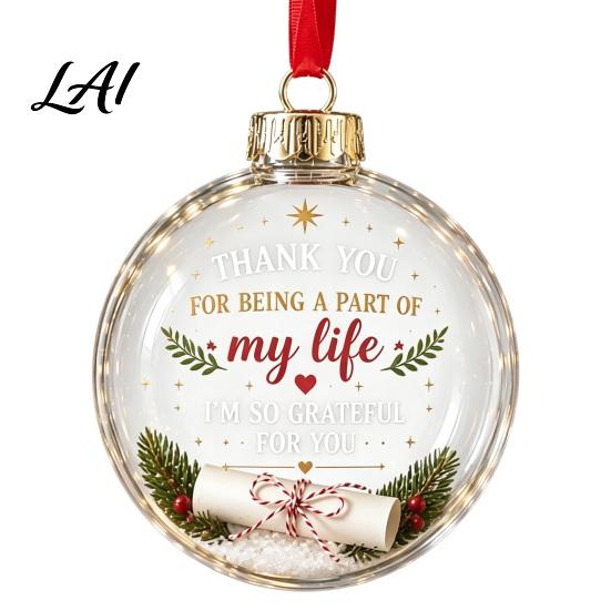 Weihnachtsfeier-Zubehör für Weihnachten 3D Klarer Kugel-Schmuck Botschaft Andenken Acryl Innen Außen Weihnachts-Hängeornamente Baumdekoration