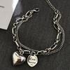 Xiyanike 925 Sterling Silver Love Letter Heart Double Layer Bracelet Female Unique Design Thai Silver Retro Light Luxury Jewelry