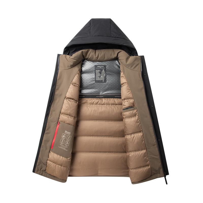 Autumn and Winter Duck Down Unloading Cap Zipper Version Middle-aged Business Warm Down Casual Thick Coat