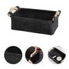 Felt Home Storage Basket Sundries Books Magazines Organizer Box with Wood Handle