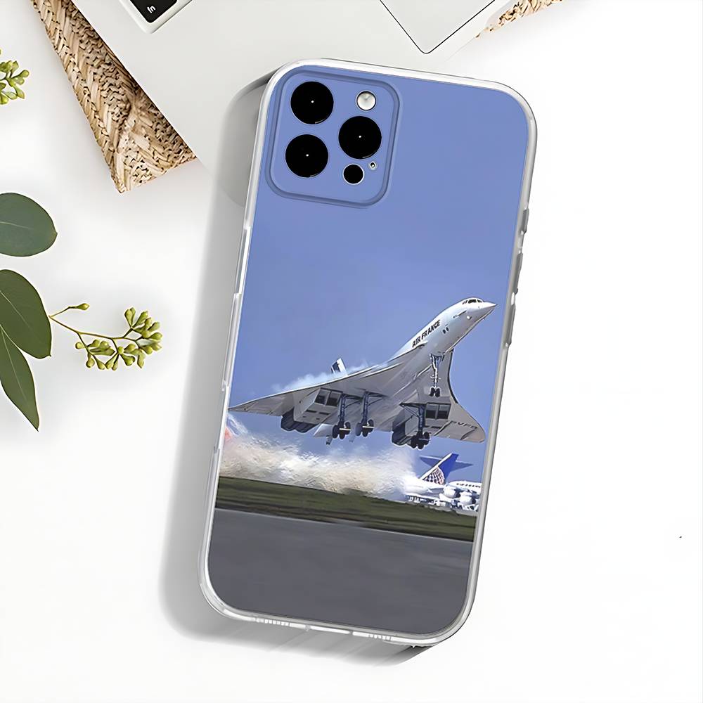 Concorde Air France Phone Case For iPhone 17,16,15,14,13,12,11 Pro,Max,Plus,X,XS,XR,SE4,E Mini Transparent Soft Cover