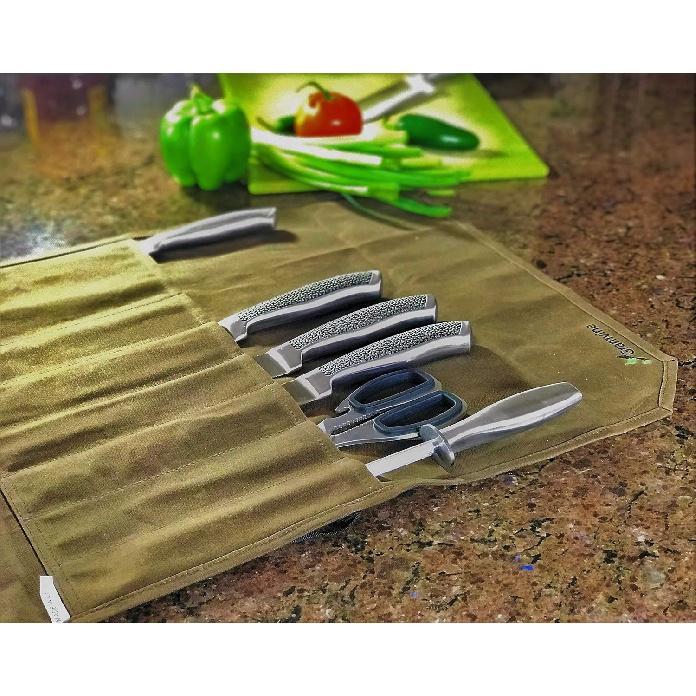

Professional Chef s Roll, Waxed Canvas Organiser, Culinary Bag Wrap, Travel Tool Roll Pouch Storage