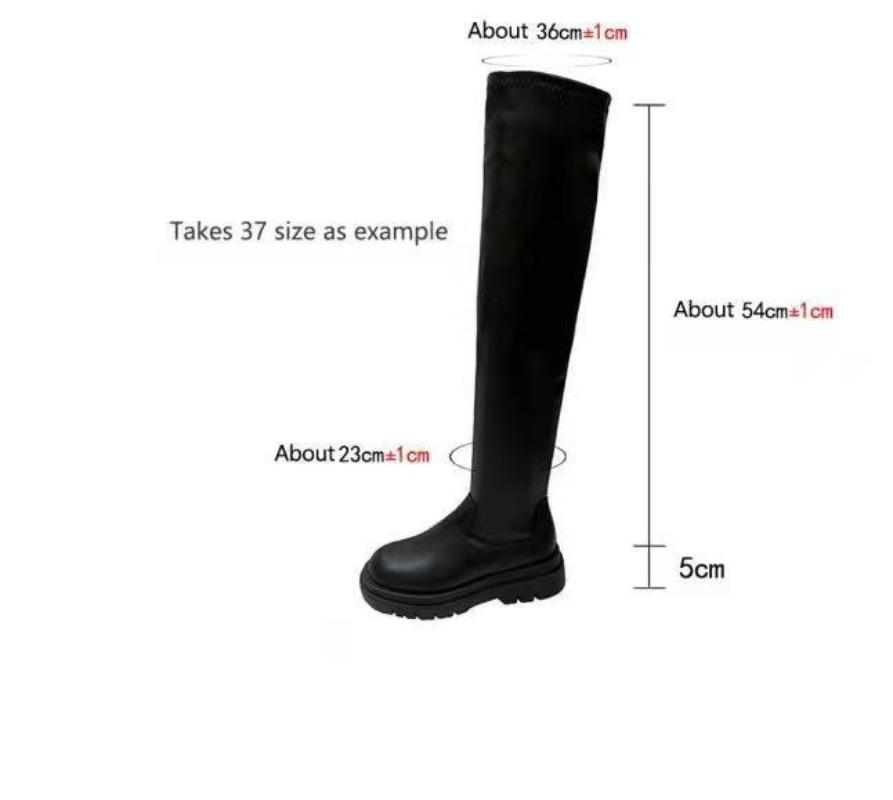 New Womens Stretch Over-The-Knee Boots Slim-Fit Thigh-High Riding Shoes Chunky Wedge Heel Elastic Equestrian Footwear For Ladies