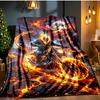 Ghost-Rider On Fire Blanket Flannel Throw for Sofa, Indoor, Camping, Living Room, Office, Chair, And Bed Soft Birthday Gift