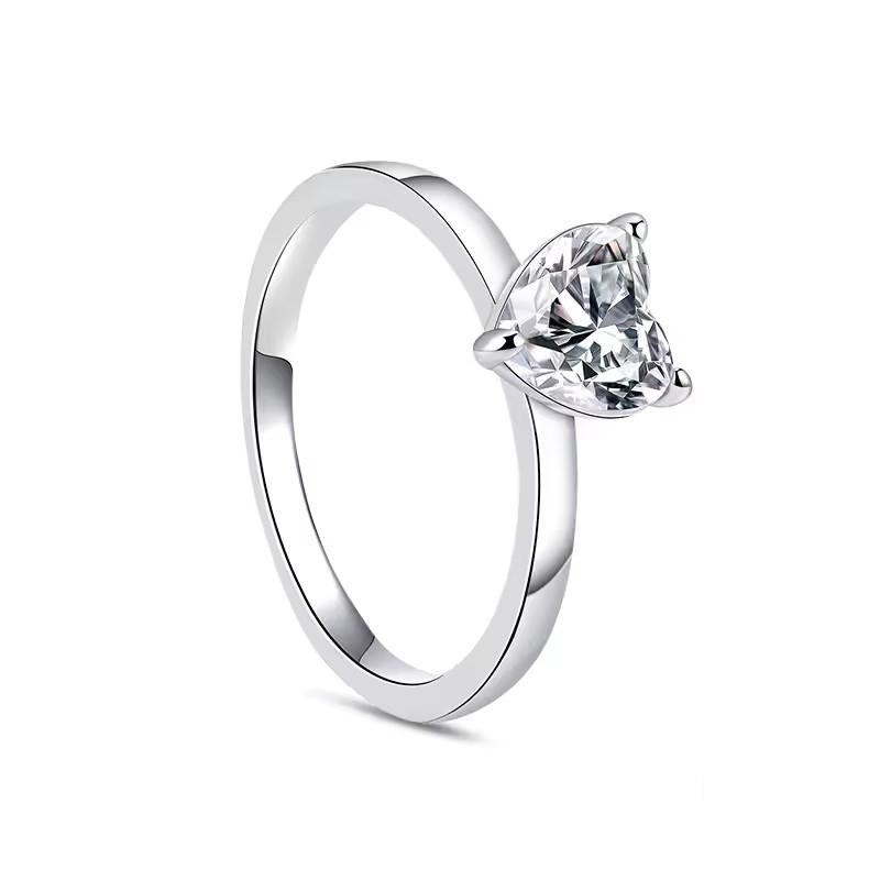 New 925 Sterling Silver Red Heart Stone Size 6 7 8 9 Love Ring Fine Rings Wedding Valentine's Day Fashion Jewelry for Women Gift