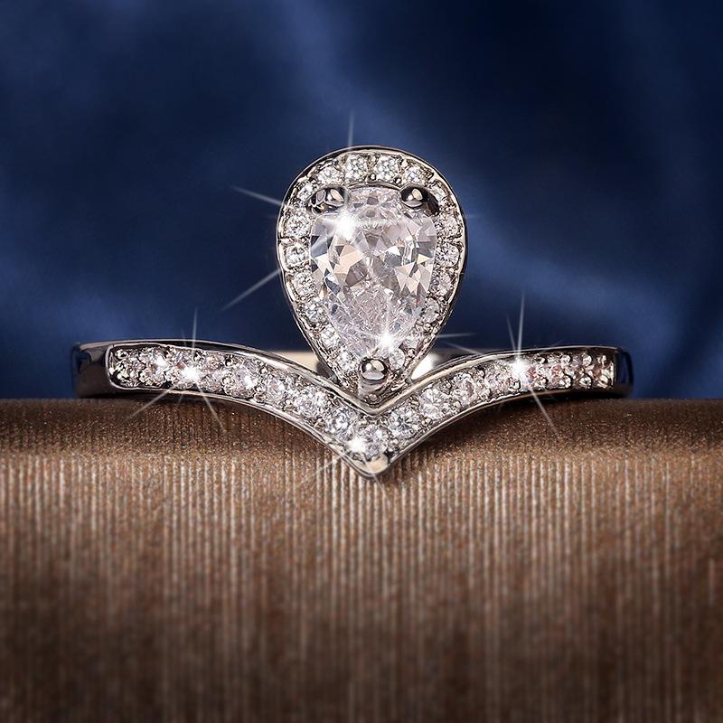 

Новое корейское модное трендовое кольцо, универсальное инкрустированное кольцо с имитацией бриллианта No. 10