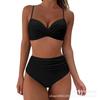 New Swimsuit Split Bikini Solid Color Cross Strap High Waist Swimsuit Sexy