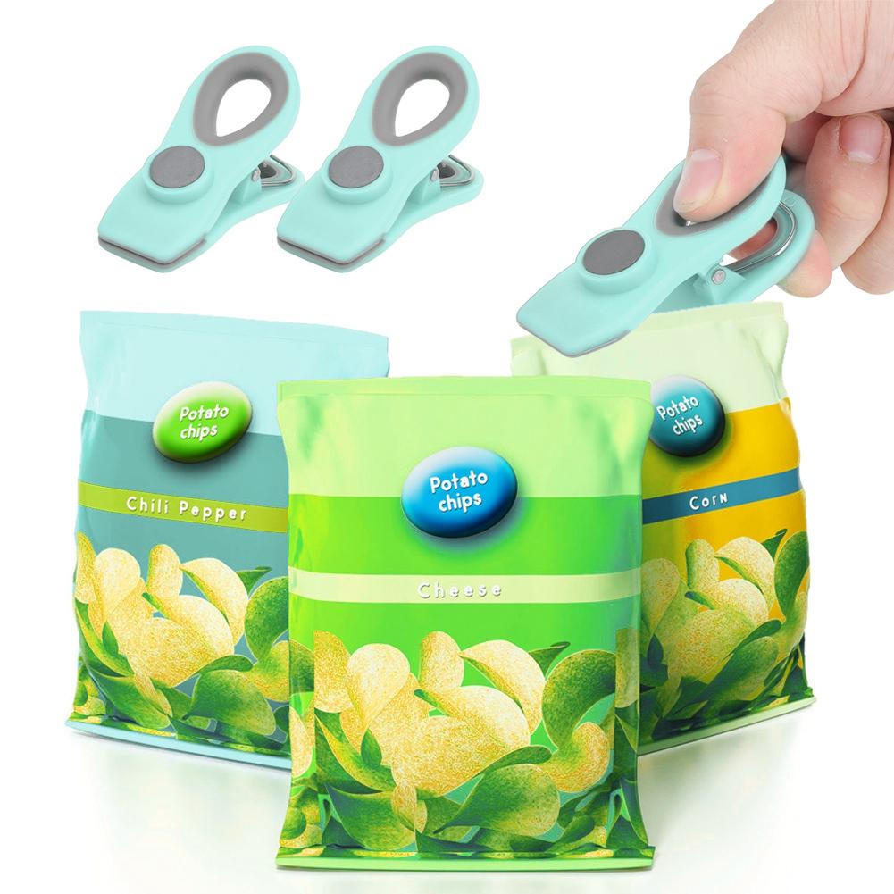 2Pcs Mini Portable Food Sealing Magnetic Clips Snack Food Preservation Bag Clips Kitchen