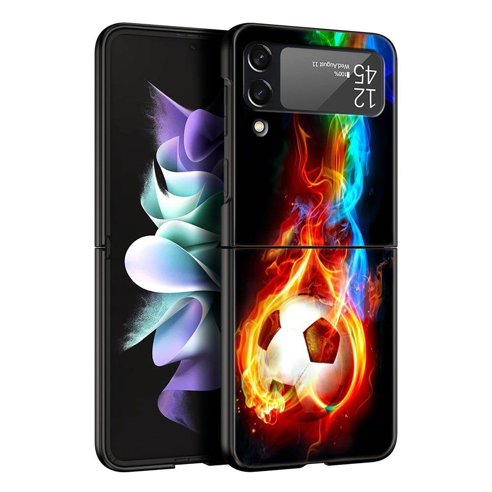 

Football Passion Soccer Ball Phone Case For Samsung Galaxy Z Flip3 Flip4 Flip5 PC Shell For Z Flip 3 4 5 Hard Folding Back Cover Galaxy Z Flip 5