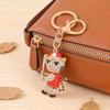 Tiger Keychain Rhinestone Colorful Enamel 3D Tiger Charm with Keyring Baseball Player