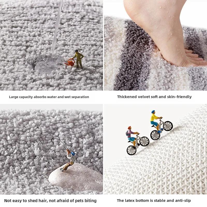 Nordic Geometric Striped Bath Mat Strong Water Absorption Non-slip Bathroom Rug Decorative Floor Mats Quick-drying Foot Mat