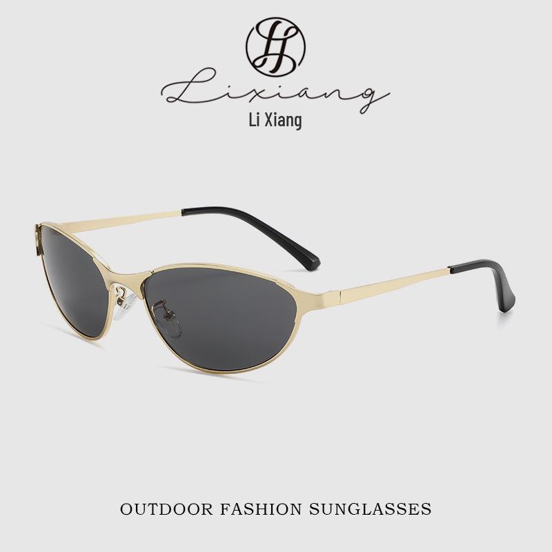 Men s Futuristic Korean Style Cat Eye Sunglasses with Metal Frame for Outdoor Sports Sunglasses Only