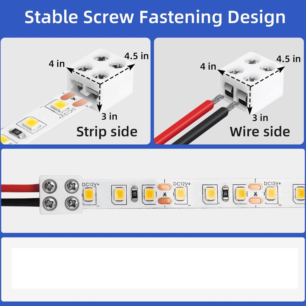 LED Light Strip Connectors 8mm LED Light Connectors User-Friendly LED Connector Versatile LED Strip Light Connectors LED Light
