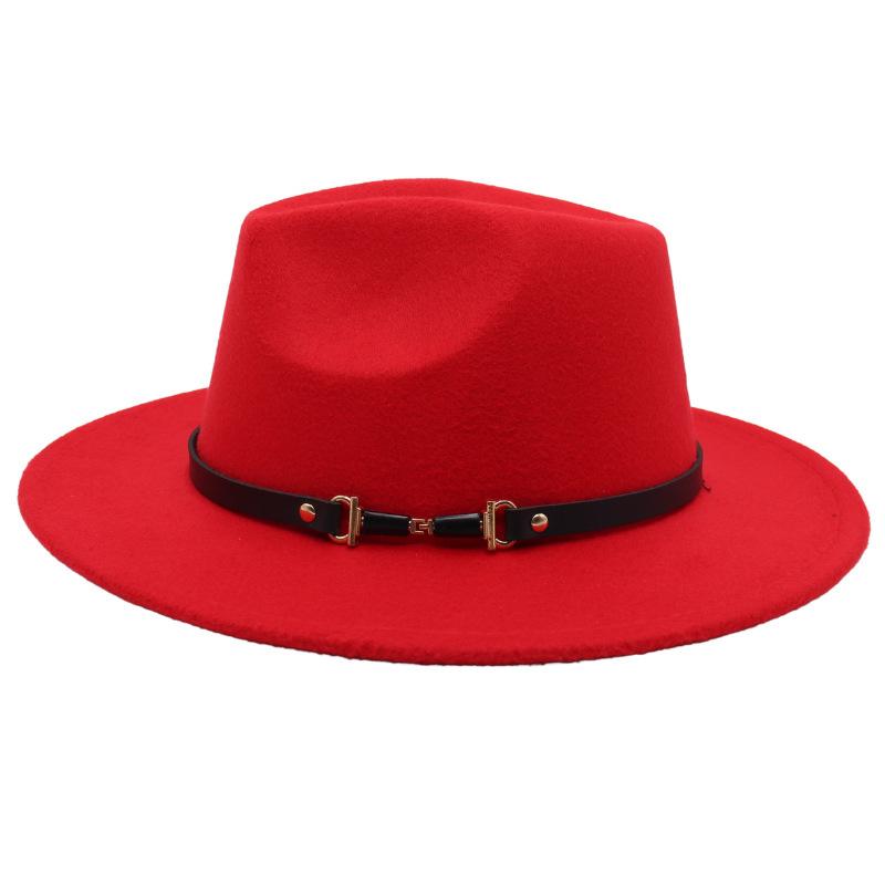 Suit Top Hat American Drama Belt Buckle Jazz Hat Men And Women Felt Hat Woolen Hat Big Brim Fedora Hat Jackson