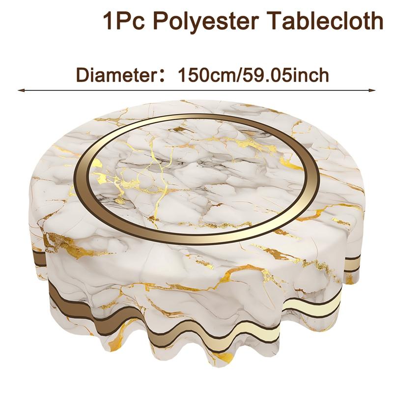 1pc Elegant Marble Print Tablecloth Marble Texture Table Decorations for Home Kitchen Dining Holiday Party Decor Accessories