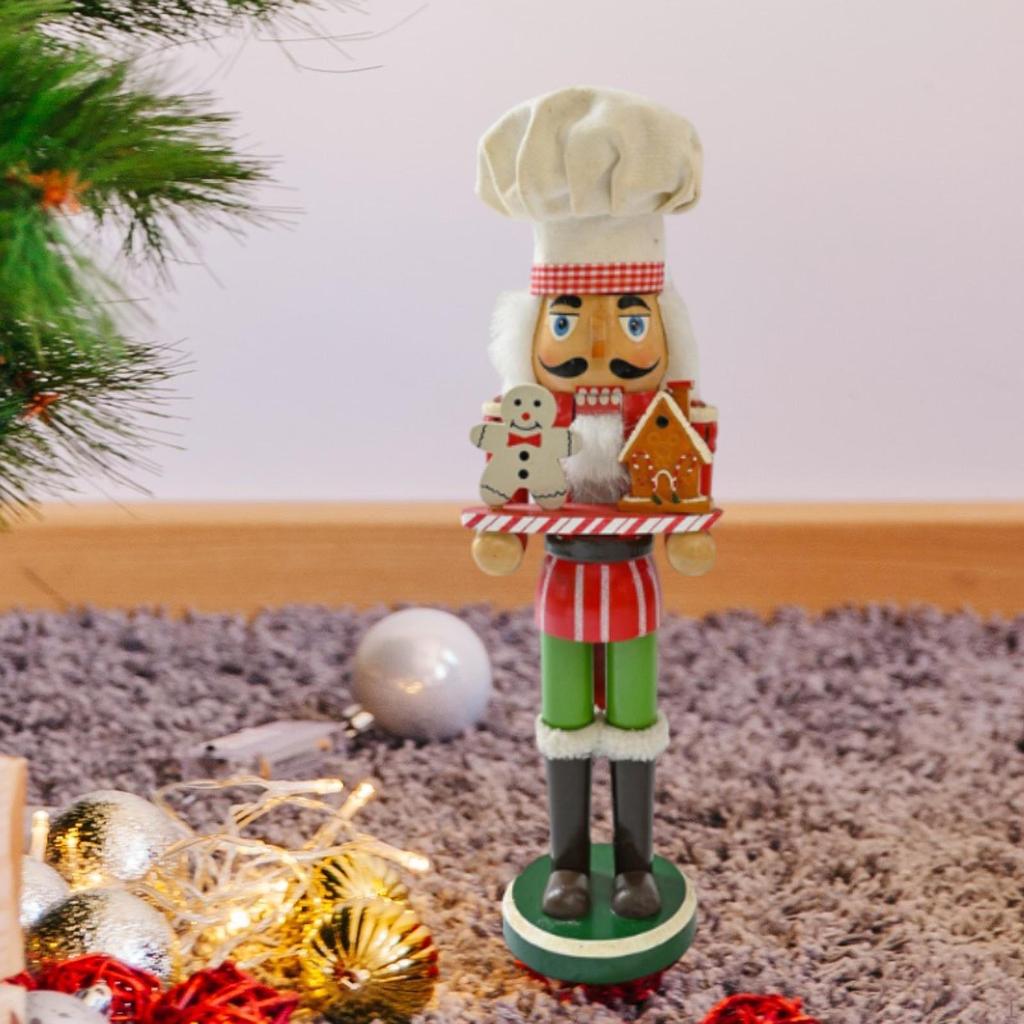 Wooden Christmas Nutcracker Decor 15 Inch Tabletop Ornament Nut Cracker Doll Figure for