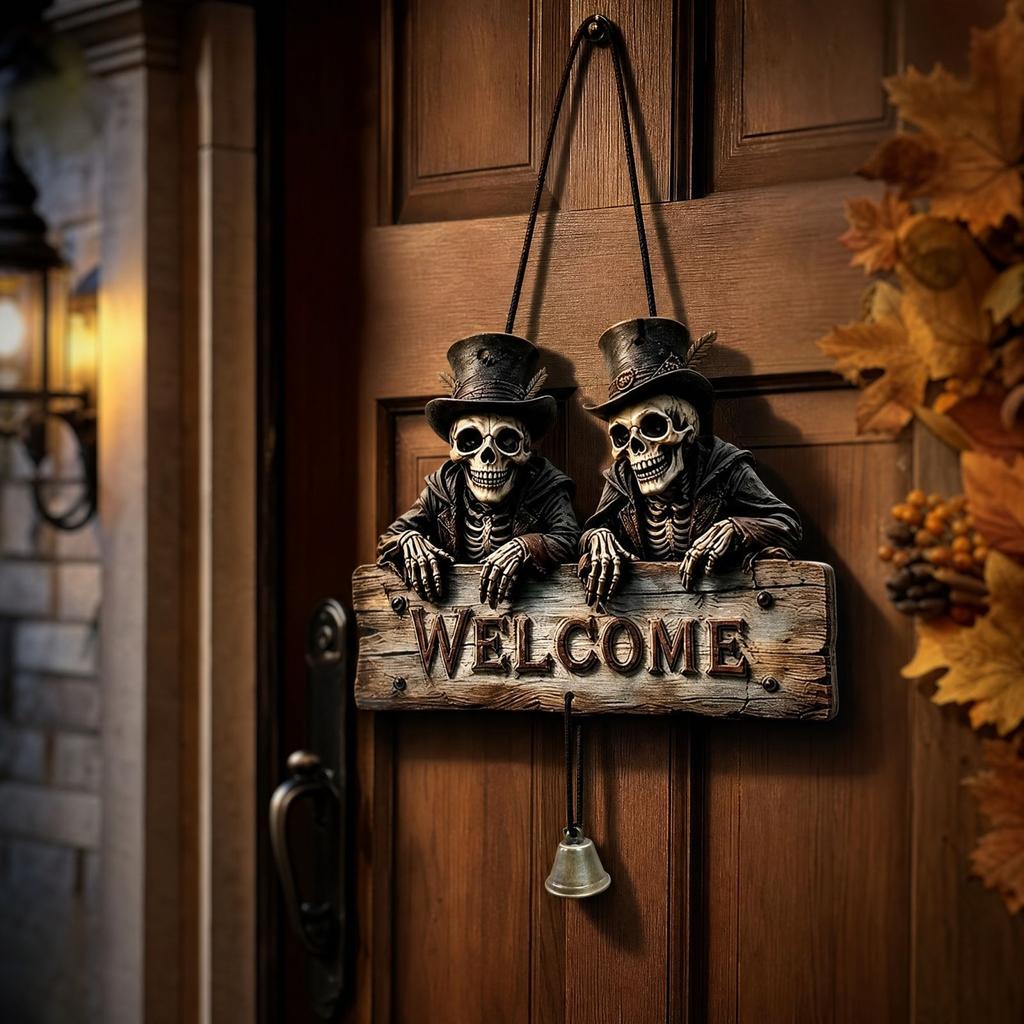 Halloween Wooden Porch Hanging Decorations for Outdoor Home Entryway Wall Decor