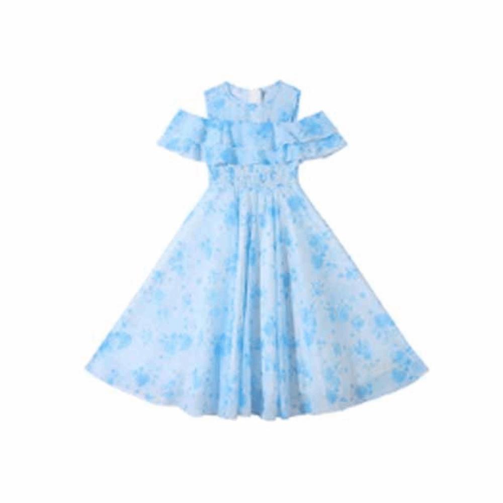 Loose Girls Chiffon Floral Dress Teenagers Children Princess Dress Summer Kids Dresses  Students