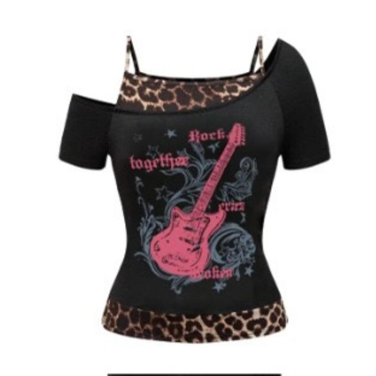 

Жіноча вінтажна панк-футболка 90-х років, вуличний одяг, сексуальний готичний слім-кроп-топ з коротким рукавом, повсякденна футболка для гарячої дівчини, Хараджуку Y2k S