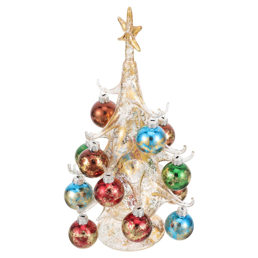 Glass Christmas Tree Desktop Ornament Xmas Holiday Tabletop Decor Party Supplies Festive Decoration Christmas Trees
