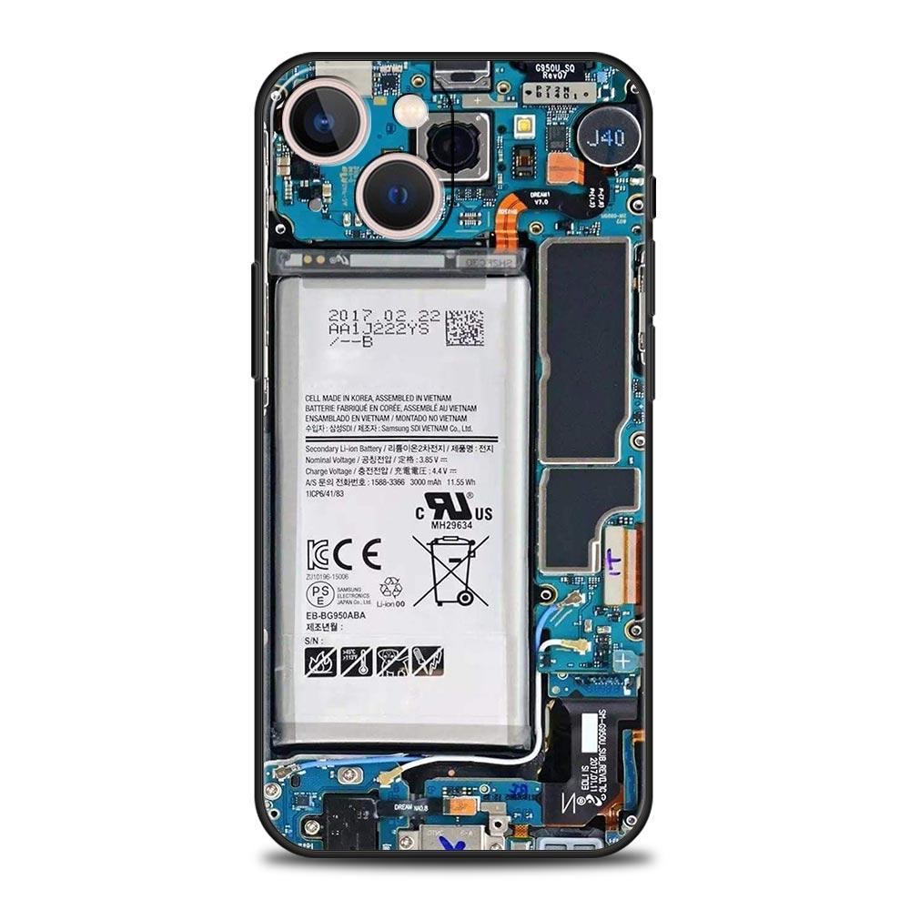 Main Circuit Board Pattern Phone Case Cover for iPhone 17 16 15 14 13 12 11 Pro Max 17 Air Plus Shockproof Soft TPU Shell Fundas