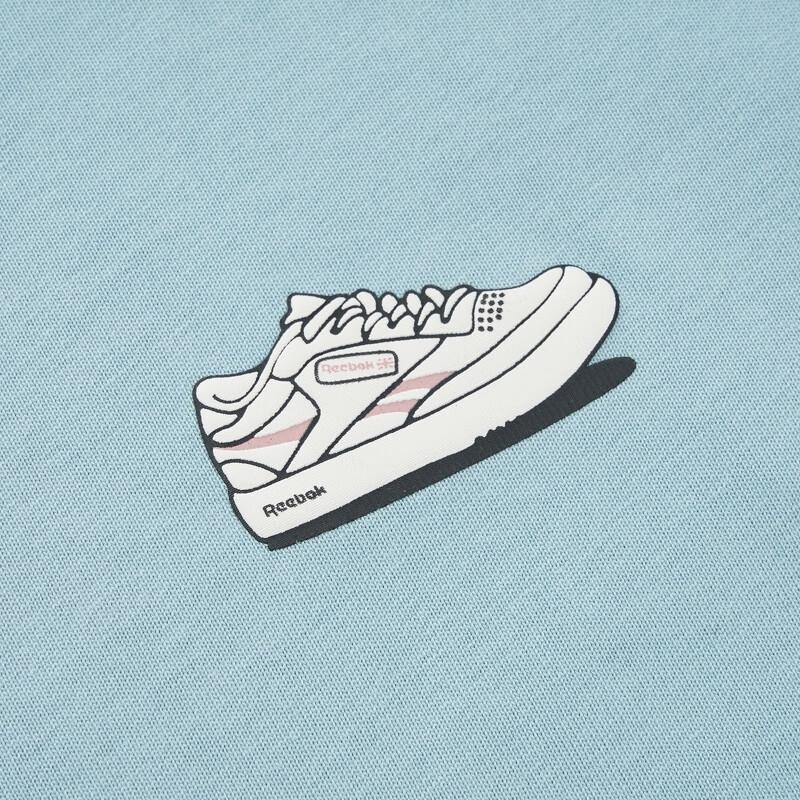 Reebok Crop S/S Tee Series Shoe Pattern Printed Short Sleeve T-Shirt Women Tops Light-Blue 23RMS404WGB1