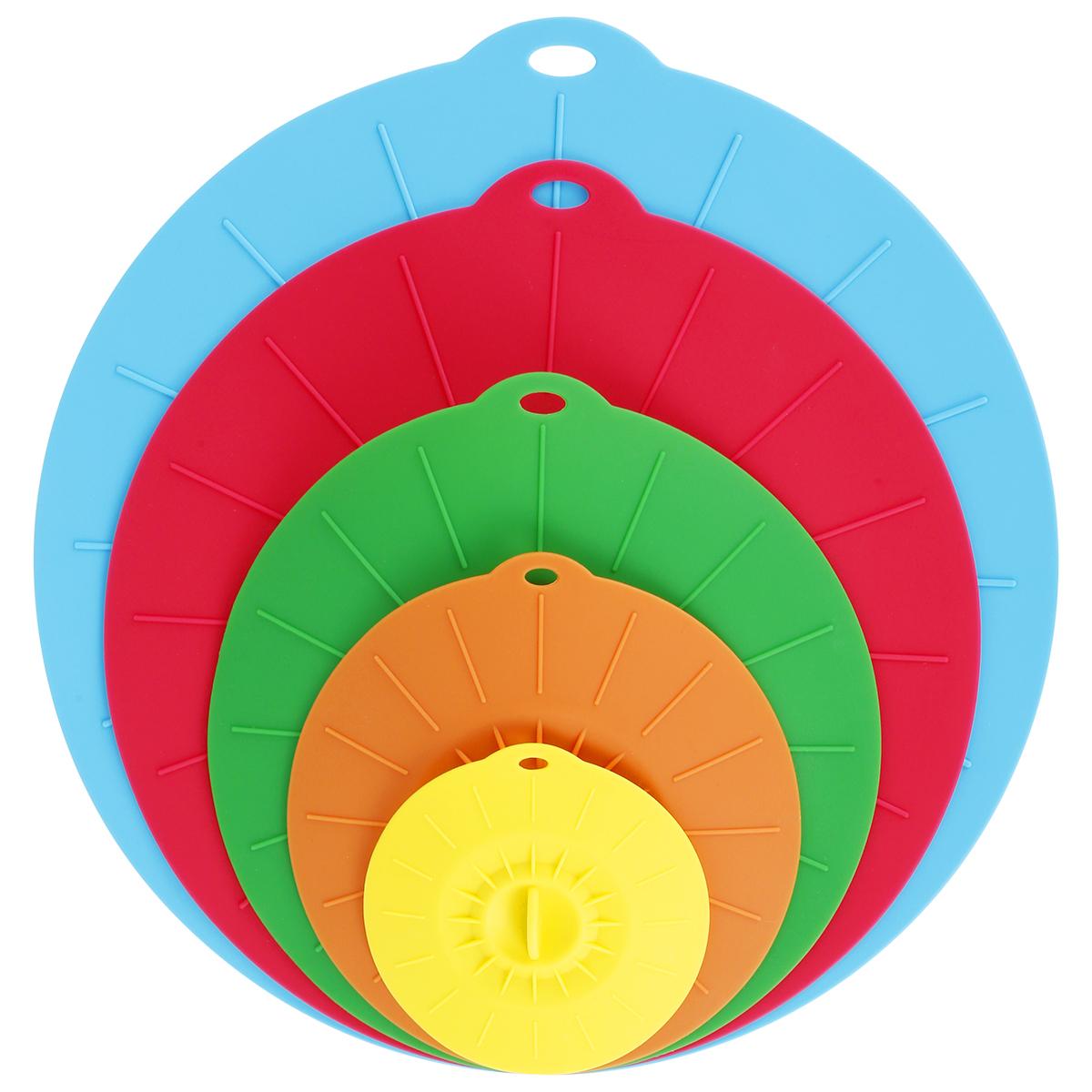 

5 шт. силиконовых крышек 4/6/8/10/12 дюймов, термостойкая пищевая присоска, безопасная крышка от брызг в микроволновой печи, многоразовая крышка для миски, чашки, кастрюли