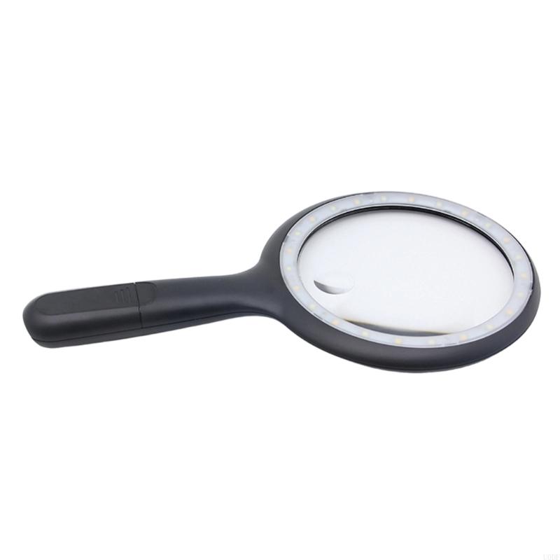 Handheld LED Magnifier With Cold Warm Light Ergonomic Handle For Jewelry Reading Craft Work Acrylic Lens Portable Optically Tool