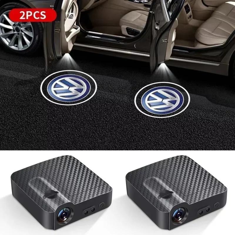 

2025 Hot 2pcs Led Car Door Logo Projector Courtesy Lamp Accessories For Volkswagen VW Golf Passat Jetta Polo Bora CC Touran Beet