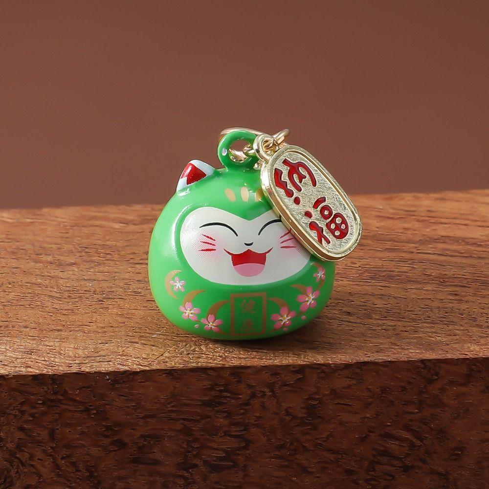 Bring Wealth Lucky Cat Keychain Creative Gift Car Bag Pendant Key Chain Cat Bells Pendant