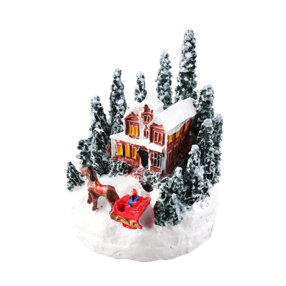 

Led Light Christmas Village House Figurines Night Lamp Resin Mini House Desk