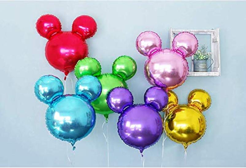 Mickey Mouse Film Balloons, Set of 8, Party Supplies, Decorations, Pink, Blue, Green, Lilac, Gold, Magenta, Red, Black