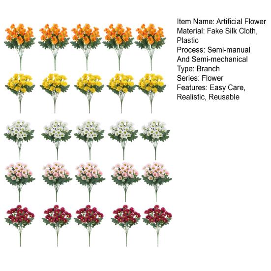 1/5/10/20/25Pcs Artificial Flower 7 Fork UV Resistant Fake Flower Home