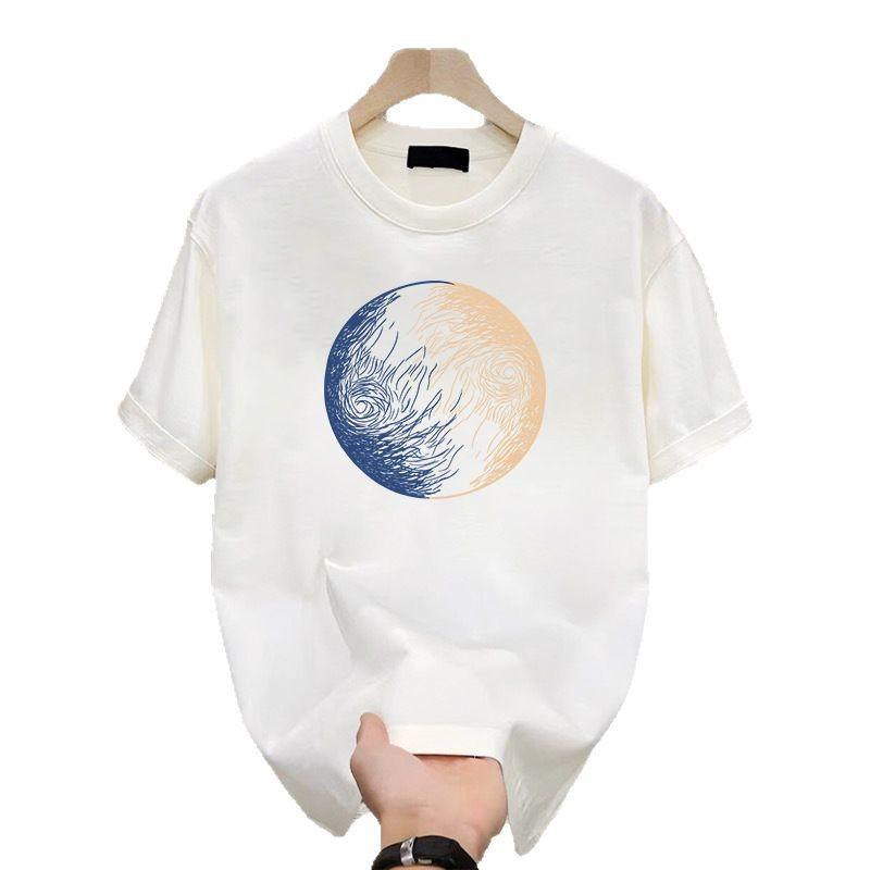 American Trendy Brand Pure Cotton Men'S Printed Short-Sleeved T-Shirt Trendy Men'S And Women'S Versatile Round Neck T-Shirt Men'S