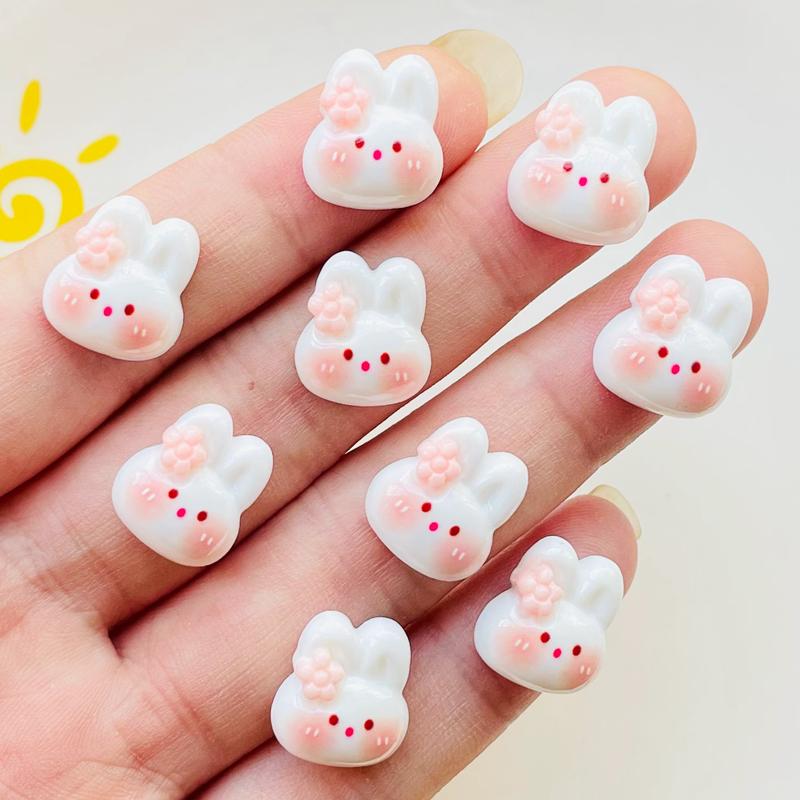 

20 Pcs Latest 14*13Mm Cute Animation Bright Surface Little Rabbit Resin Scrapbook Diy Jewelry Wedding Hairpin Decorate Accessorie A51