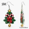 Cute Tree Pendant Earrings 1 Pair Acrylic Christmas Dangle Earrings, 2D Flat Xmas Bow Bell Candy Cane with Bell, Holiday Party Jewelry for Women Theme