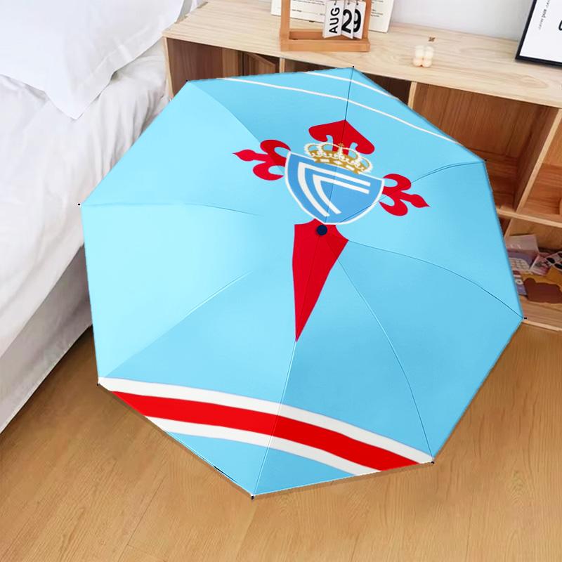Celta Vigo Crest Design Umbrella Folding Umbrella, Automatic Umbrella 8-Frame for Travel, Camping Use Gift for Halloween Christmas