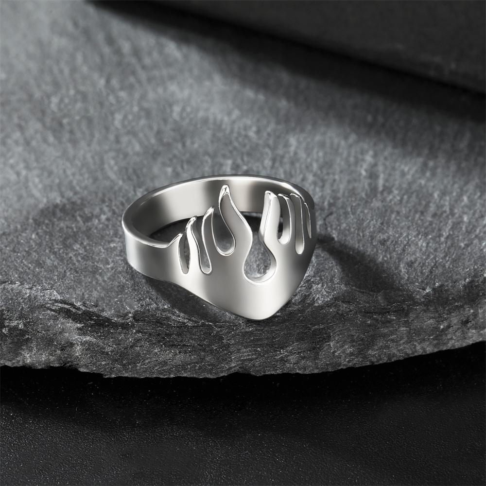 My Shape Punk Flame Rings for Women Men Stainless Steel Gold Color Fire Shape Boys Hip Hop Finger Rings Party Jewelry Gifts Male