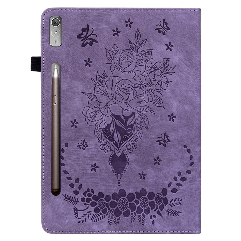 Lenovo Tab P12 Case, Rose and Butterflies, Purple