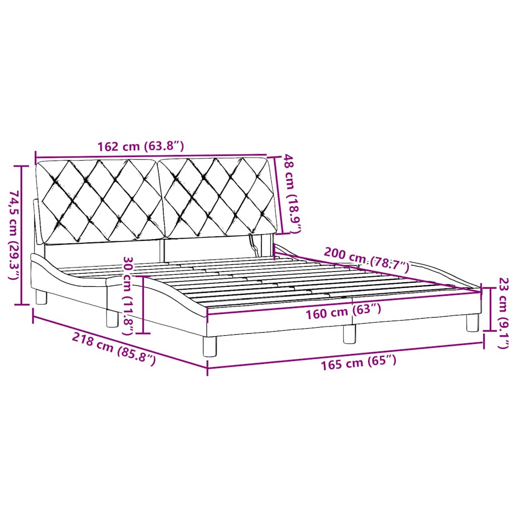 LED Bed Frame without Mattress Light Grey 160x200 cm Fabric