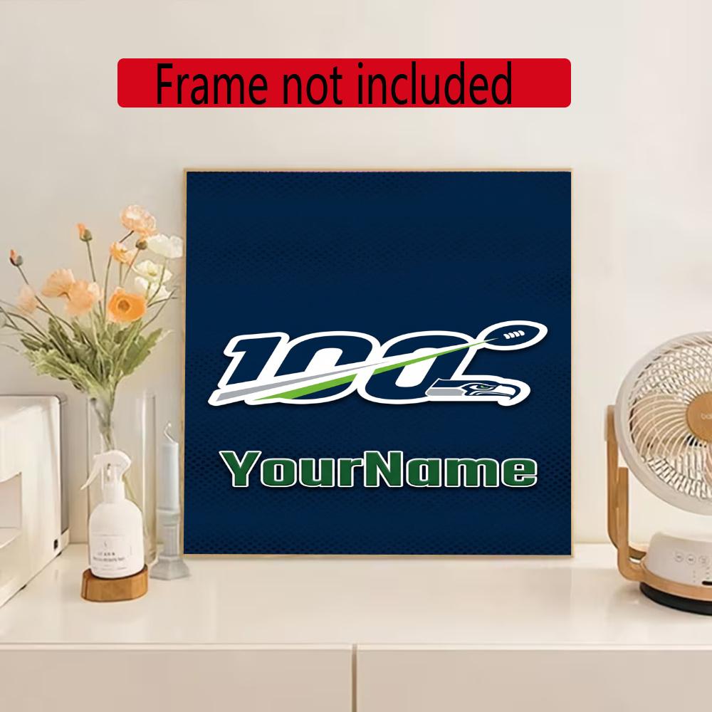 Seattle Seahawks Customize Your Name Diamond Painting Round Diamond Rhinestones Mosaic Diamond Embroidery Wall Paintings Rhinestones Gift Frameless