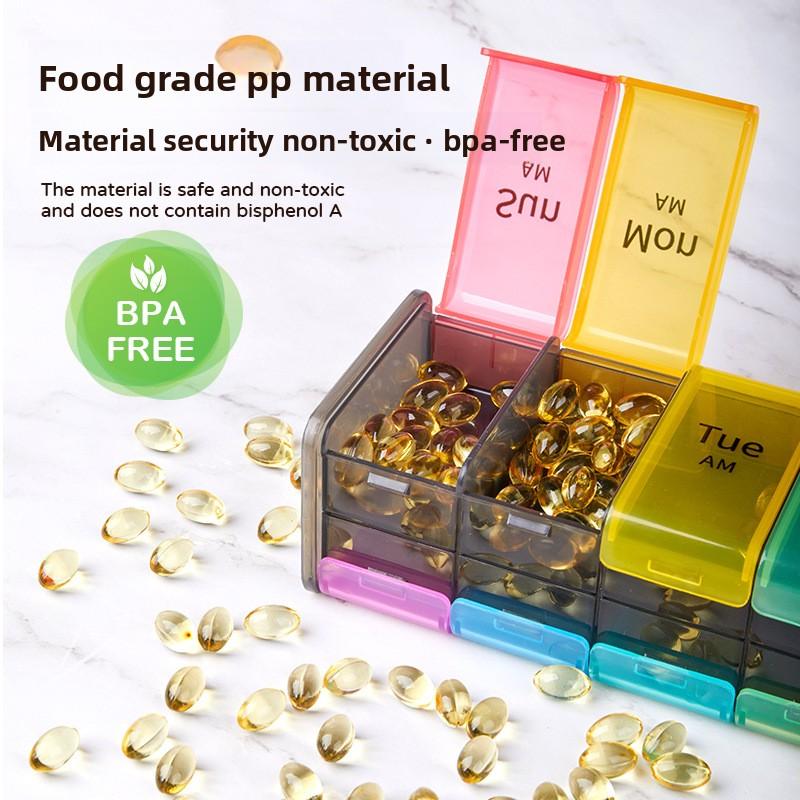 Extra Large Weekly Pill Organizer 2 Times a Day Am Pm 7 Day Oversized Daily Pill Case Cute Vitamin Organizer Portable Container