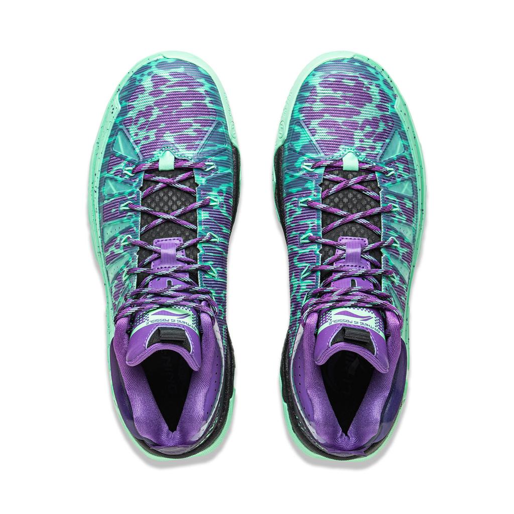Li Ning Jie Ao 2High Basketball Shoes Men's High top Jade Green/Dragon Court Purple ABFU047-1