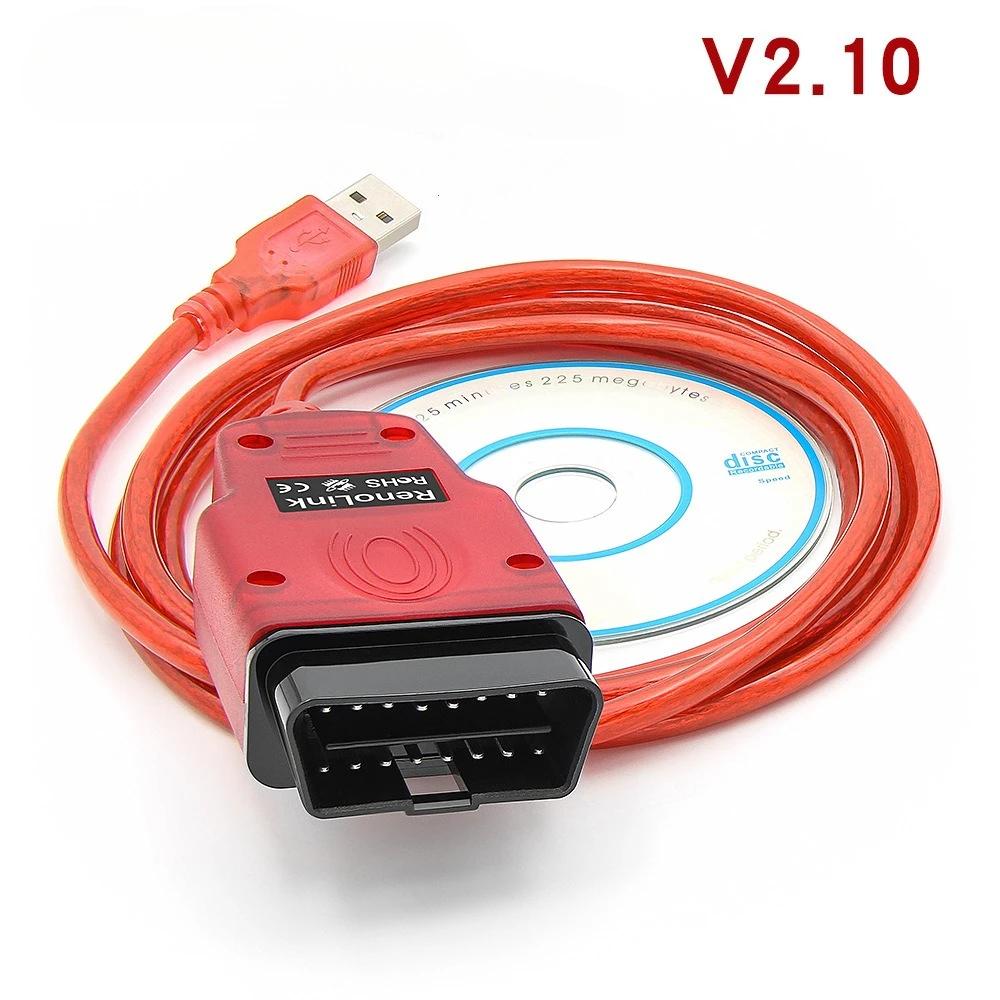 2025 Renolink V2.10 OBD2 Программатор ЭБУ Ключевая Кодировка ЭБУ ECM Reno Link Для Renault Автомобильный Диагностический Инструмент OBDII Renolink V2.10