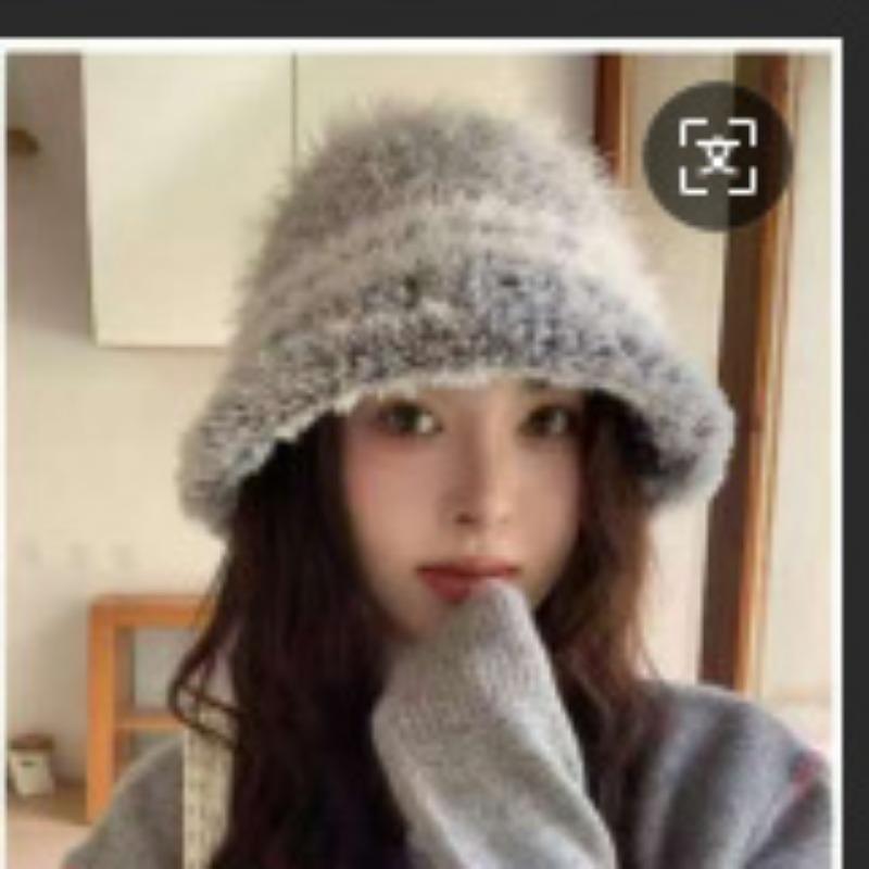 Fisherman Hat Women's Autumn and Winter Thickened Sweet Dopamine Color Matching Casual Face Showing Small Bucket Hat Versatile