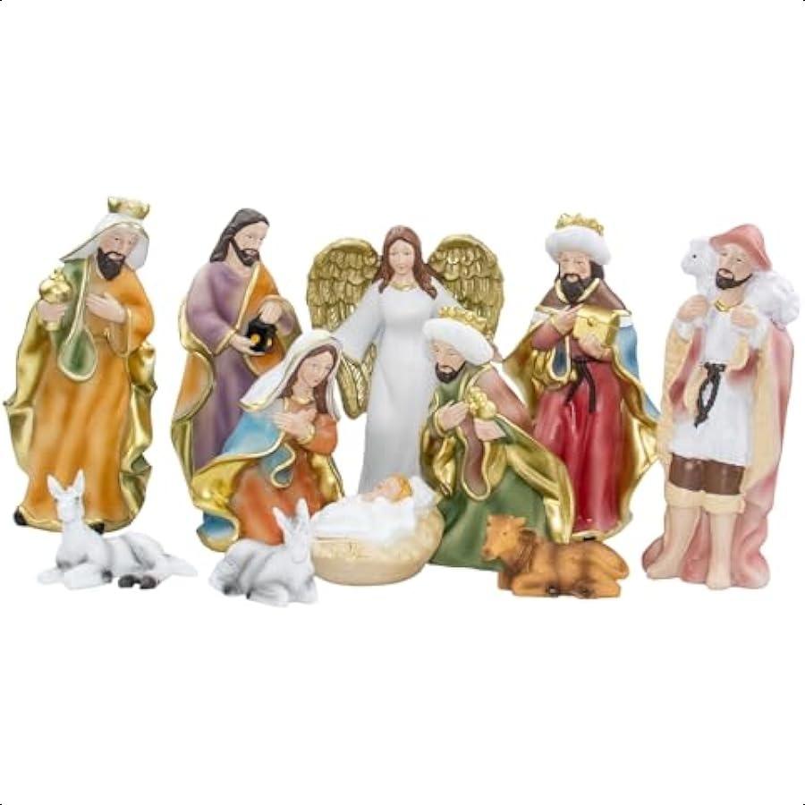 11 PCS Nacimiento De Jesus Para Navidad Pequeños Para El Hogar 6 Inch Resin Small Nativity Set Indoor Tabletop Decor Little Peo