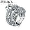 NEW White CZ Stone Ring Sets  Sterling Silver Rings Wedding Bague For Women Couple Ring For Lover Accessories Bijoux