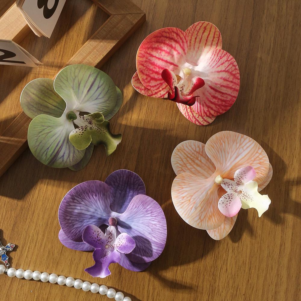5/10Pcs Silk Butterfly Orchid Artificial Flowers For Home Room Decoration Wedding Decor DIY Hair Cards Children Shooting Props