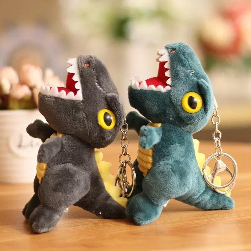 Adorable Cartoon Dinosaur Plush Keychain Soft Stuffed Toy Tyrannosaurus Rex Key Holder
