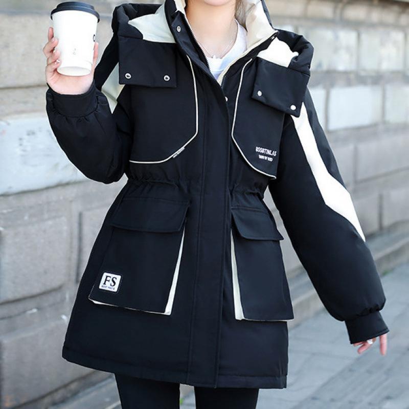 Vestiti Imbottiti da Donna Medi e Lunghi Nuovi Vestiti Imbottiti Giacca Invernale Ispessita Giacca Imbottita 2XL nero